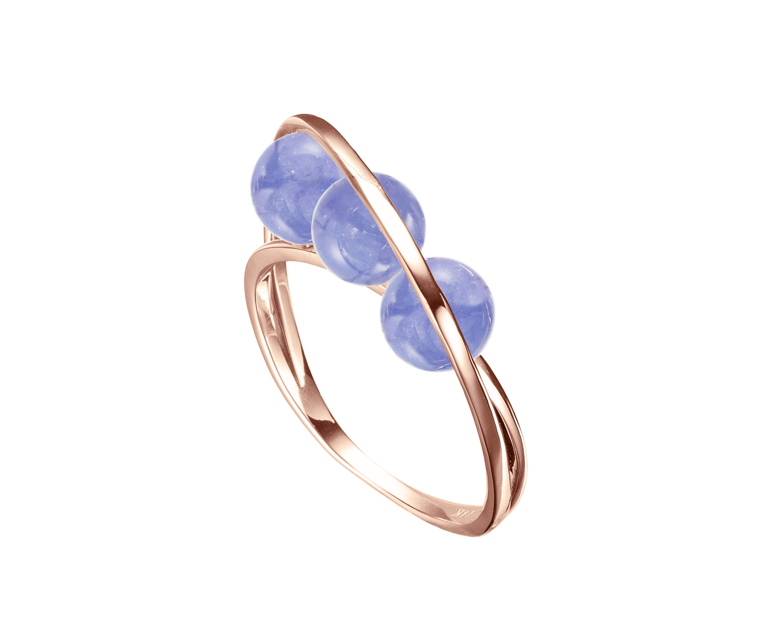 Majade 14K Rose Gold Tanzanite Engagement Ring – Handmade Trinity Ring with Purple Gemstone, Minimalist Unique December Birthstone Jewelry for Women – Perfect for Weddings, Anniversaries & Special Occasions