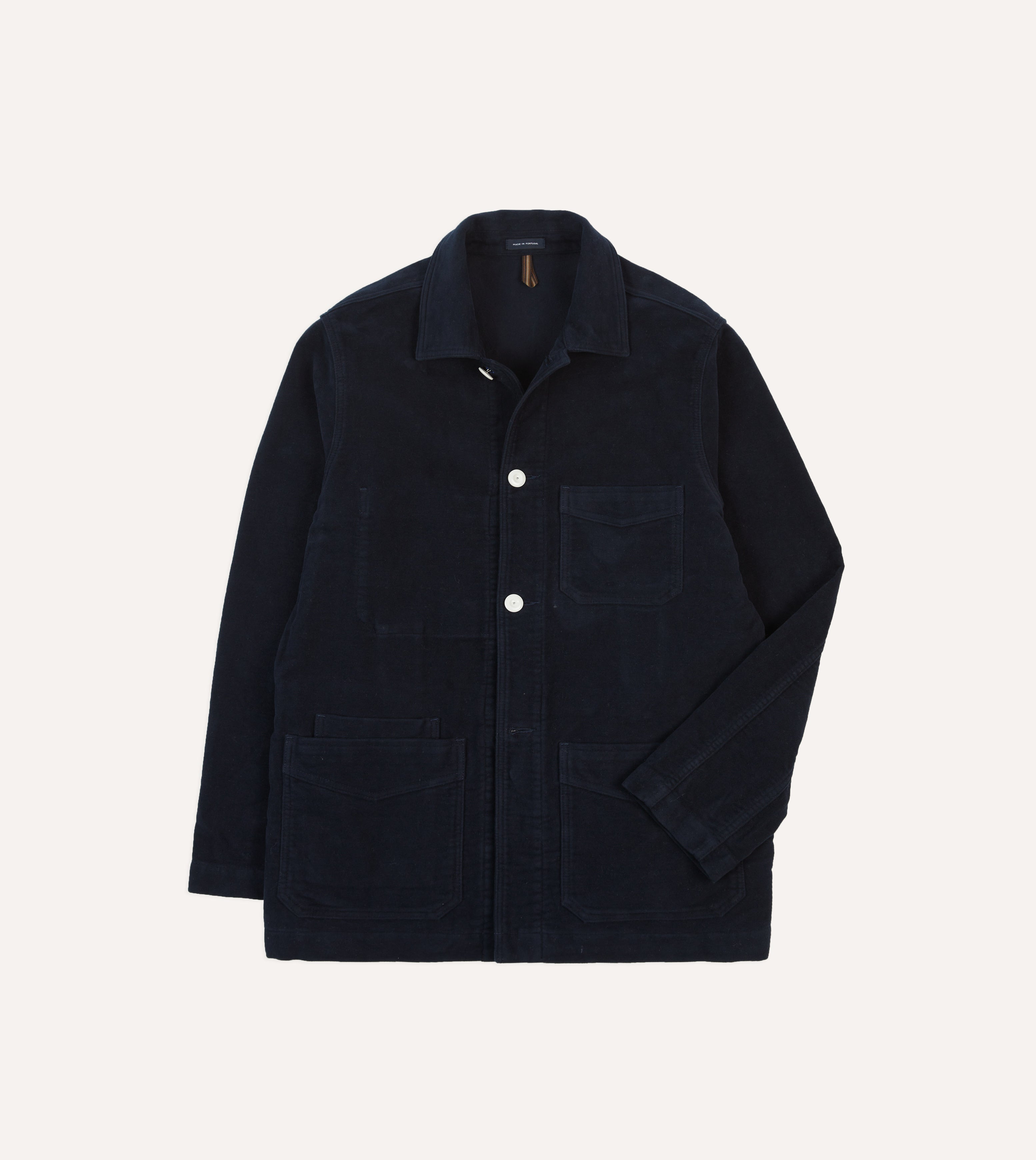 Drake's Navy Moleskin Five Pocket Chore Jacket by St. JOHN | Men's Workwear & Casual Outerwear | Perfect for Outdoor Activities, Work & Everyday Wear