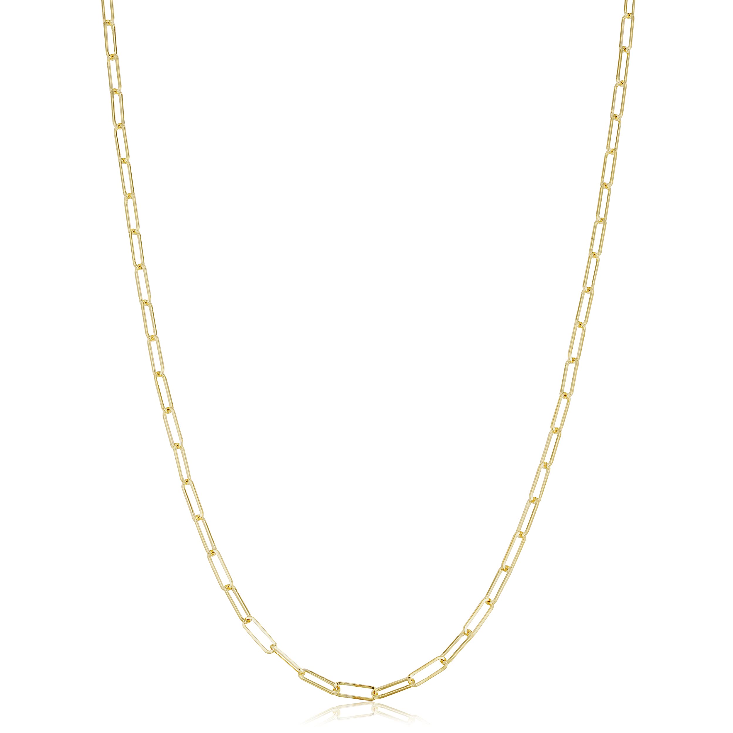 14K Solid Yellow Gold 2mm Paper Clip Link Chain Necklace - Italian Crafted | Elegant Layering Piece for Everyday Wear & Special Occasions