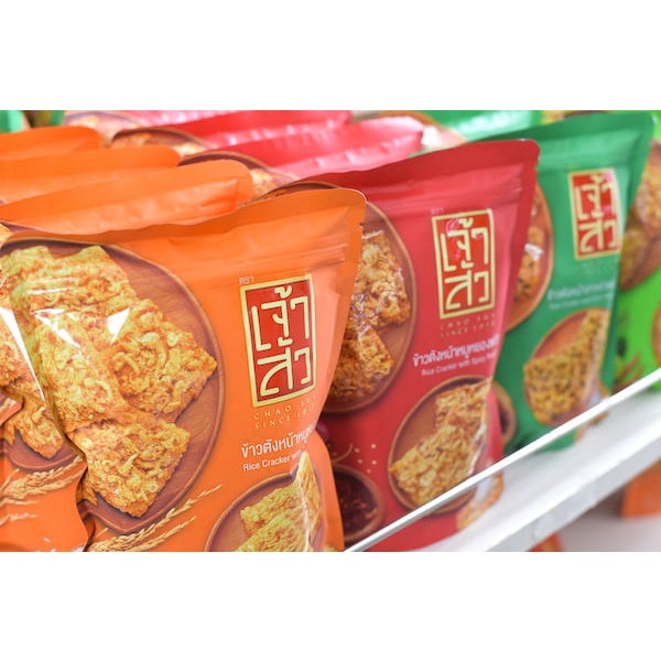 **Crispy Chao Sua Rice Cracker with Pork & Chicken Floss - 9 Delicious Flavors, 90g Resealable Ziplock Bag - Perfect for Snacking, Parties & On-the-Go**