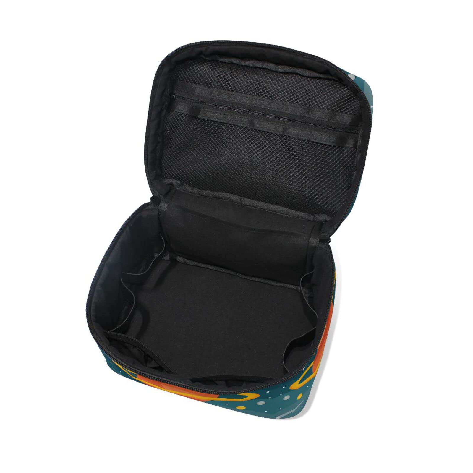 Saturn Planet Stars Cartoon Cosmetic Bag - Waterproof Makeup Organizer with Zipper for Women & Girls - Perfect for Travel, Gym & Daily Essentials Storage