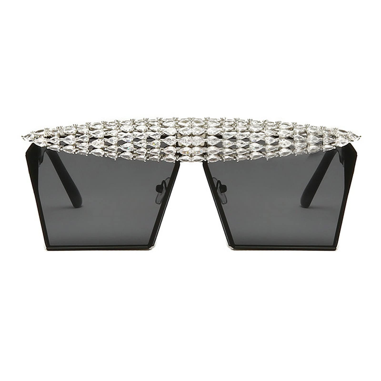 Shiny Rhinestone Sunglasses for Women & Men - 90s Retro Colorful Flat Top Party Glasses with Case | Perfect for Raves, Concerts, and Vintage Fashion Outfits
