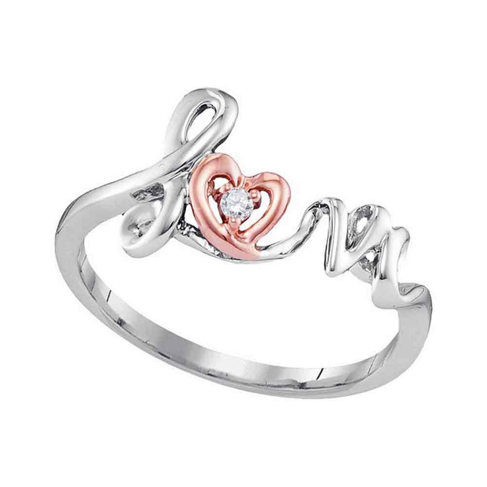 10K Two-Tone Rose Gold Women's Round Diamond Heart Ring - 0.02 CTTW Natural White Diamond in 4-Prong Setting | Elegant Gift for Valentine's Day, Anniversary & Special Occasions