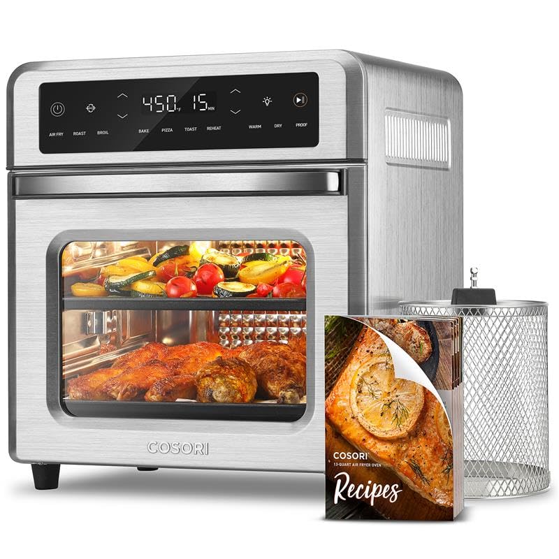 COSORI 11-in-1 Air Fryer Oven Toaster Combo, 13Qt Compact Countertop Convection Oven with Rotisserie, Bake, Roast, Toast & Reheat Functions - Includes Recipe Book & 6 Accessories - Perfect for Small Kitchens, Dorms, Apartments & Healthy Cooking