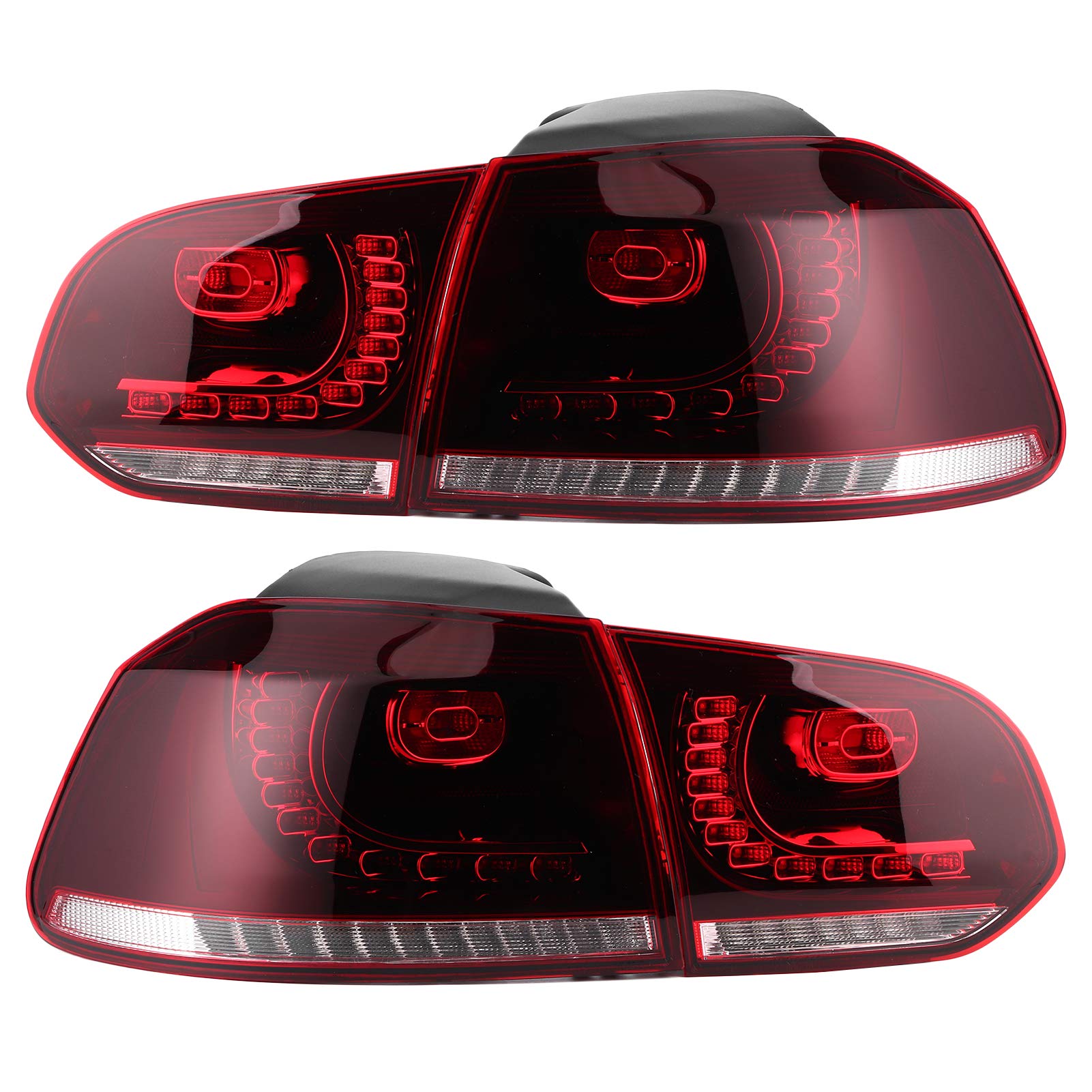 VLAND Full LED Dynamic Tail Lights for VW Golf Mk6 GTD R R20 (2009-2013) - Cherry Red Lens Assembly - Enhanced Visibility & Style for Night Driving & Car Customization
