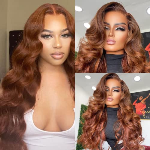 Imeya 24 Inch Brown Body Wave Lace Front Wigs Human Hair - Pre Plucked with Baby Hair 13x6 HD Transparent Lace - Natural Unprocessed Wigs for Black Women - Perfect for Daily Wear, Cosplay & Special Occasions