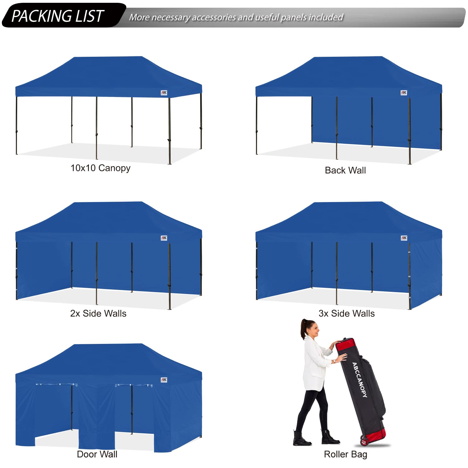 Heavy Duty 10x20 Pop Up Canopy Tent with Sidewalls - Navy Blue Commercial Canopy for Outdoor Events, Farmers Markets & Backyard Parties