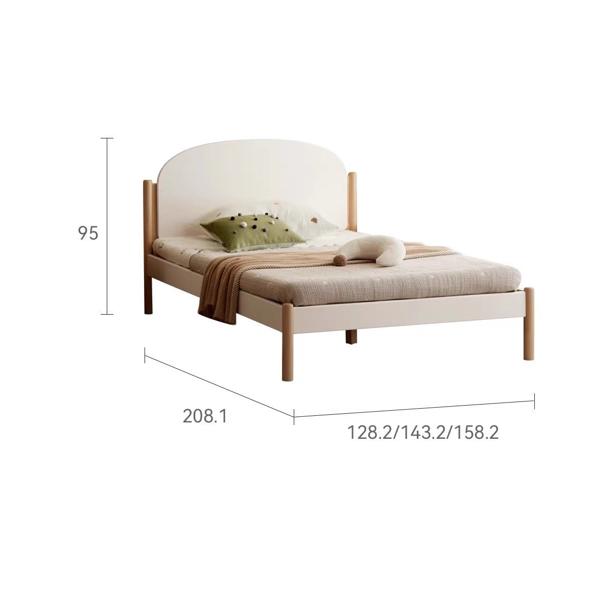 Solid Wood Poplar Kids Bed for Boys & Girls - Durable & Safe Children's Bedroom Furniture for Toddler to Teen Years