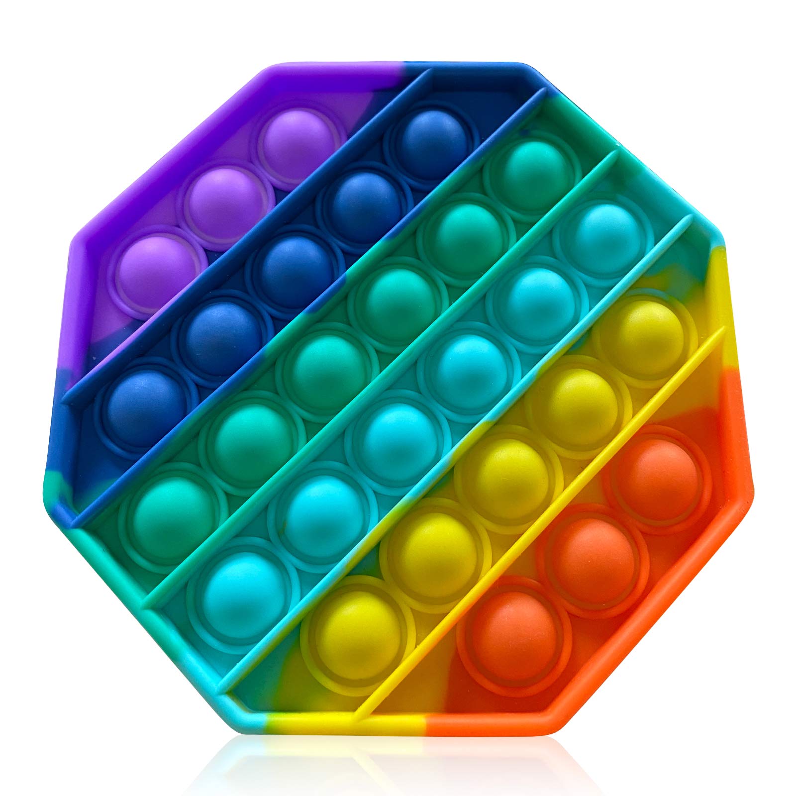 Push Pop Bubble Sensory Fidget Toy - Squeeze & Poke Pop Stress Relief for Autism, ADHD, Anxiety - Silicone Octagon Rainbow Toy for Kids & Adults - Perfect for Office, Classroom & Travel