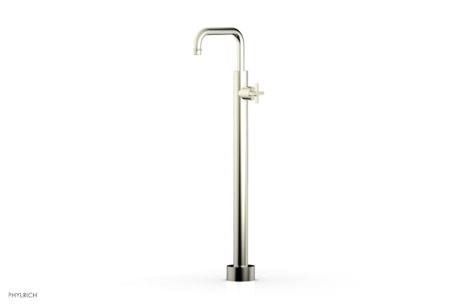 HEX MODERN Tall Floor Mount Tub Filler with Cross Handle - Model 501 54 02 - Perfect for Luxury Bathrooms and Spa-Like Showers