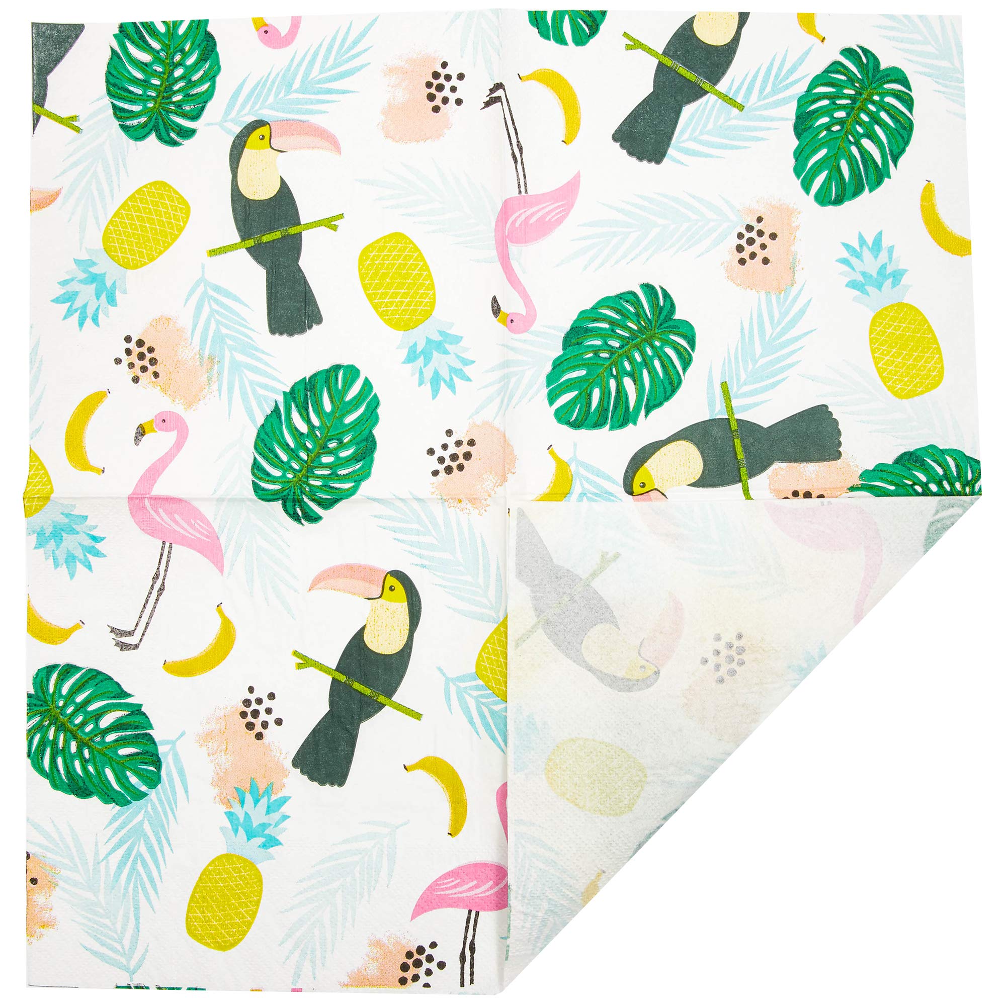 Vibrant Tropical Paper Napkins for Birthday Party - 6.5 x 6.5 Inch, 100 Count - Hawaiian Luau & Beach Themed Decorations - Perfect for Summer BBQs, Pool Parties & Tropical Celebrations