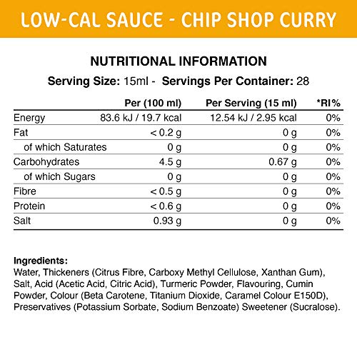 Applied Nutrition Fit Cuisine Low Calorie Sauce - Chip Shop Curry Flavor 425ml | Healthy Condiment for Weight Loss & Meal Prep