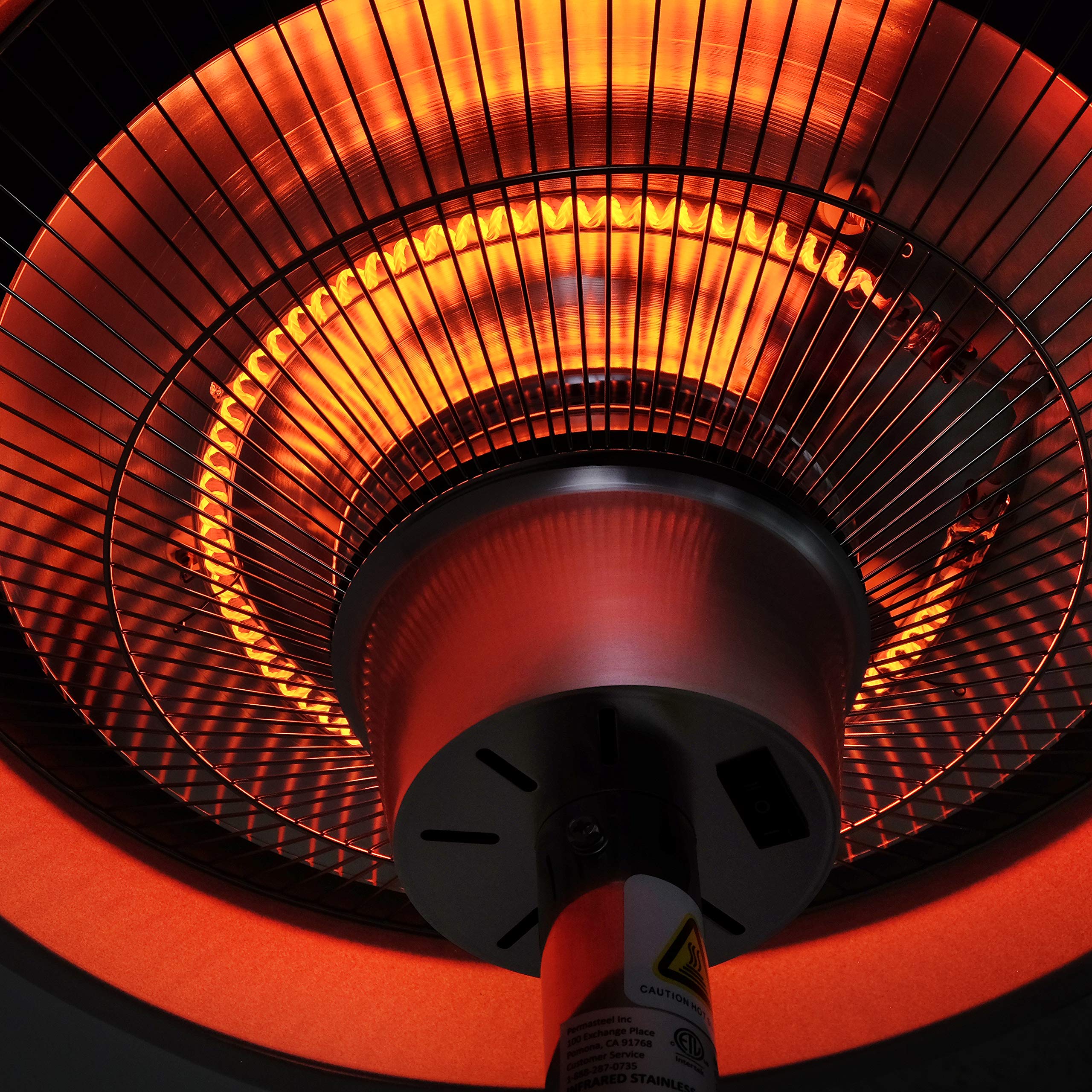 1500W Stainless Steel Electric Patio Heater - Indoor Outdoor Infrared Standing Heater with Table Top | Model PH-90202-SS-AM | Perfect for Backyard, Deck, Restaurant & Patio Warming