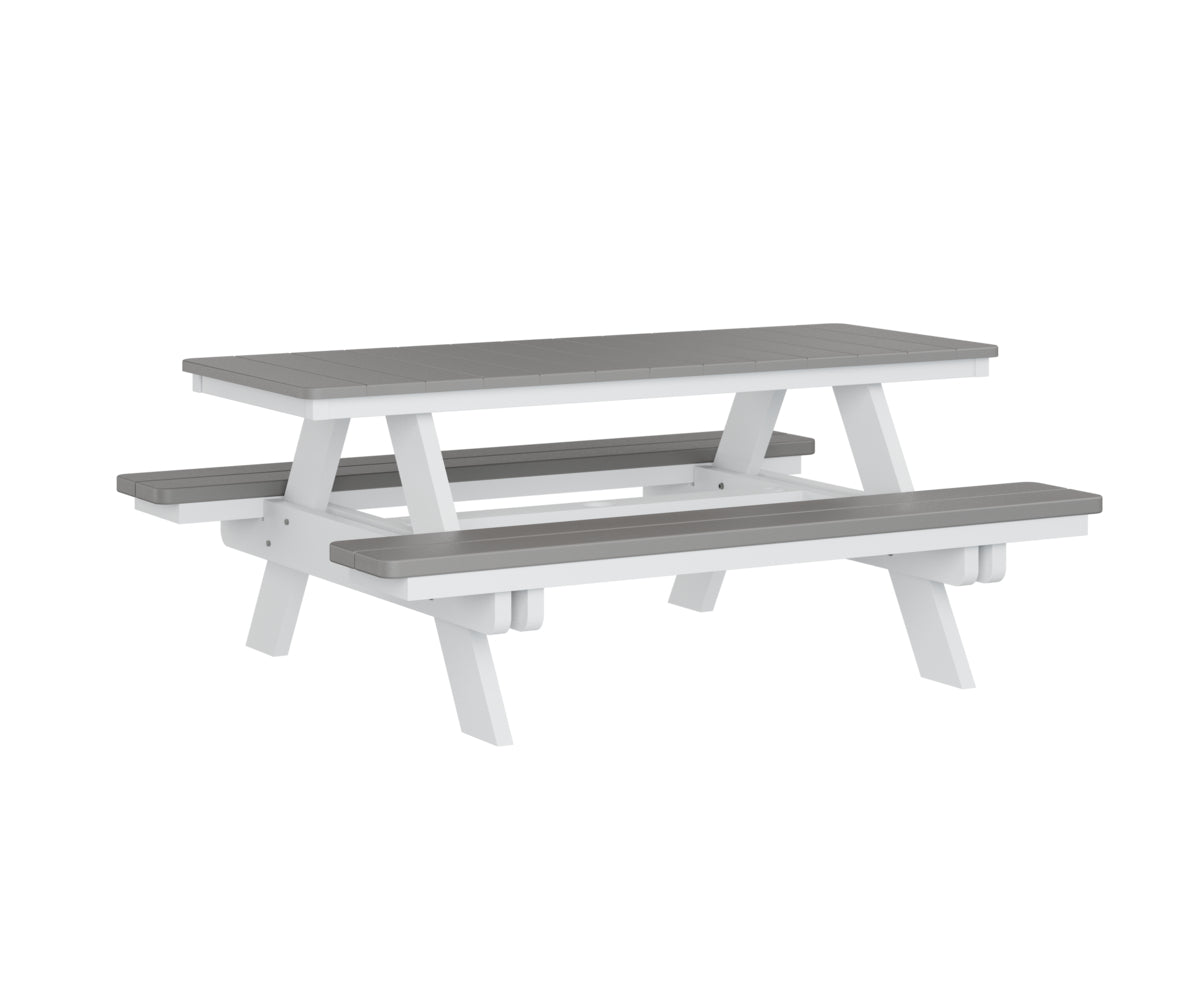 Berlin Gardens Rectangular Picnic Table - Outdoor Dining Set for Patio, Backyard, and Park - Heavy Duty Weather-Resistant Wooden Picnic Bench with Umbrella Hole