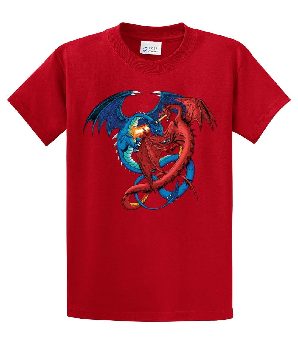 Dragon Red and Blue Dragons Fighting Fantasy Mythical Mother Draco Fire Breathing Serpent for Tabletop RPG Game Miniature Collection