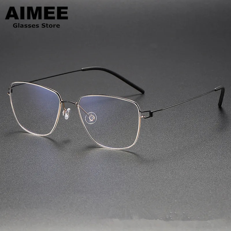 Aimee Unisex Full Rim Square Screwless Titanium Eyeglasses 7221 - Lightweight Durable Frame for Reading, Work & Fashion - Perfect for Office, School & Everyday Wear