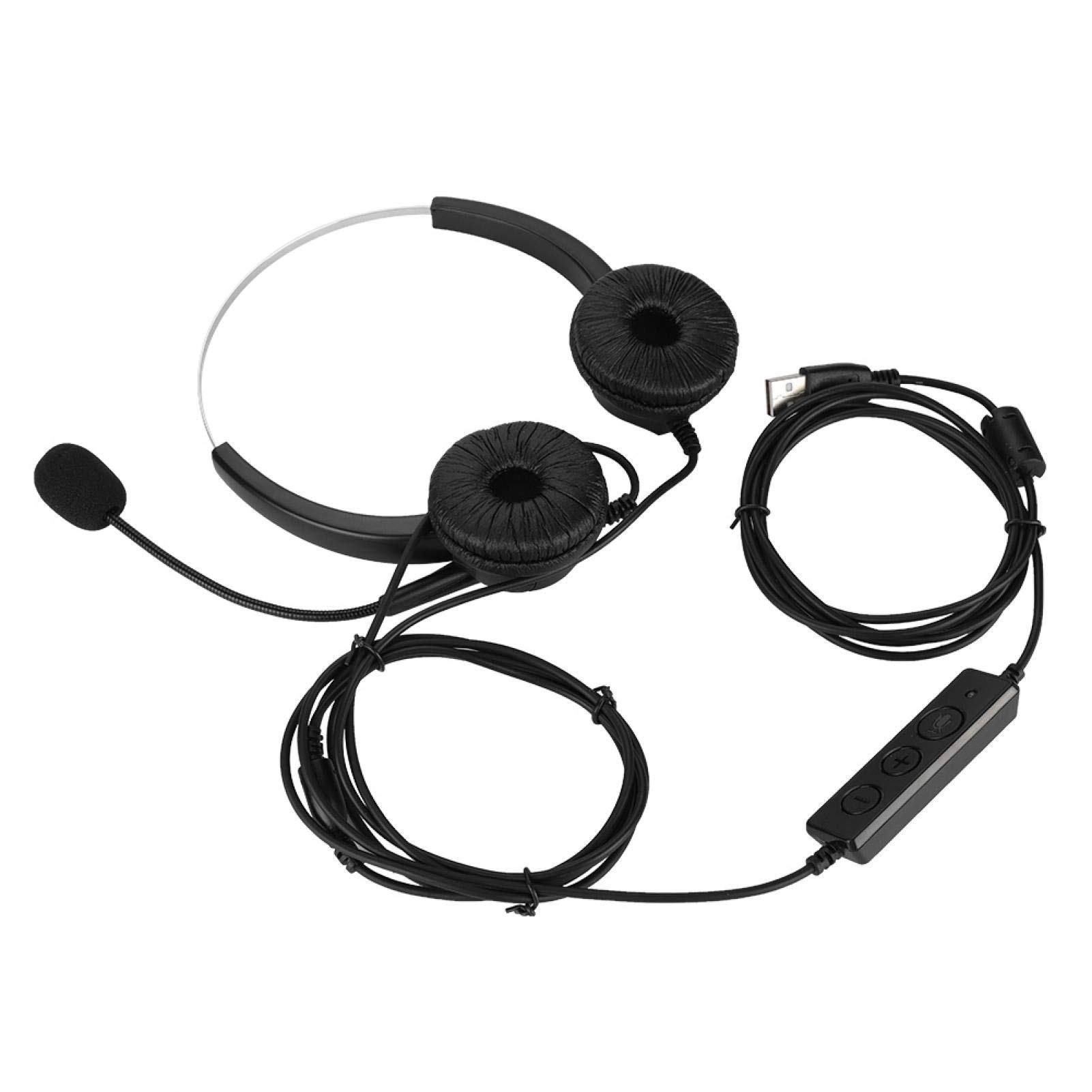 Noise Canceling Call Center Headset with Microphone - Comfortable Over-Ear Headphones for Customer Service, PC, and Computer Use - Ideal for Office, Remote Work, and Teleconferencing