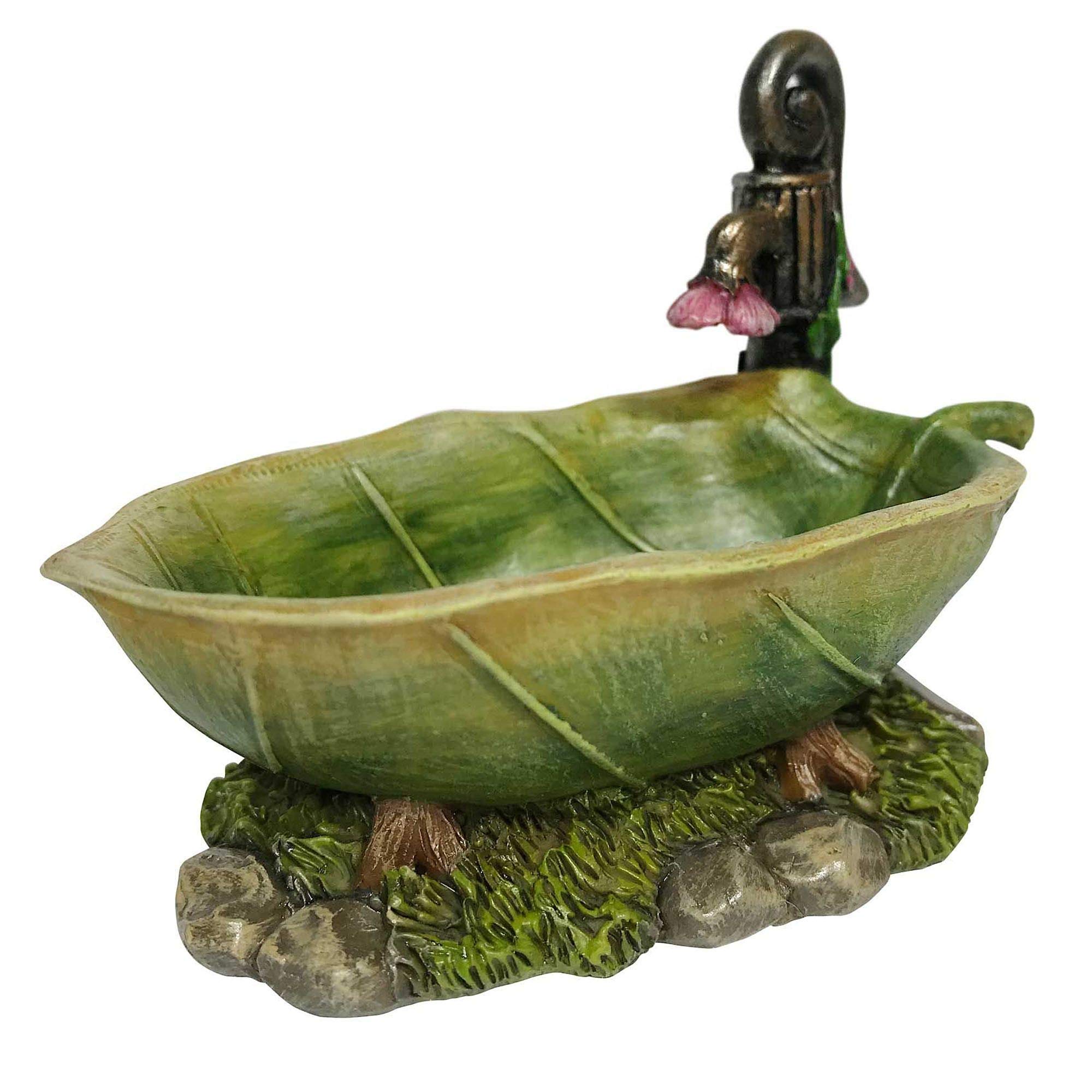 Miniature Garden Leaf Bathtub - Tiny Fairy Garden Decor for Miniature Scenes, DIY Terrariums & Fairy House Accessories | Perfect for Fairy Gardens, Terrarium Displays & Miniature Landscapes