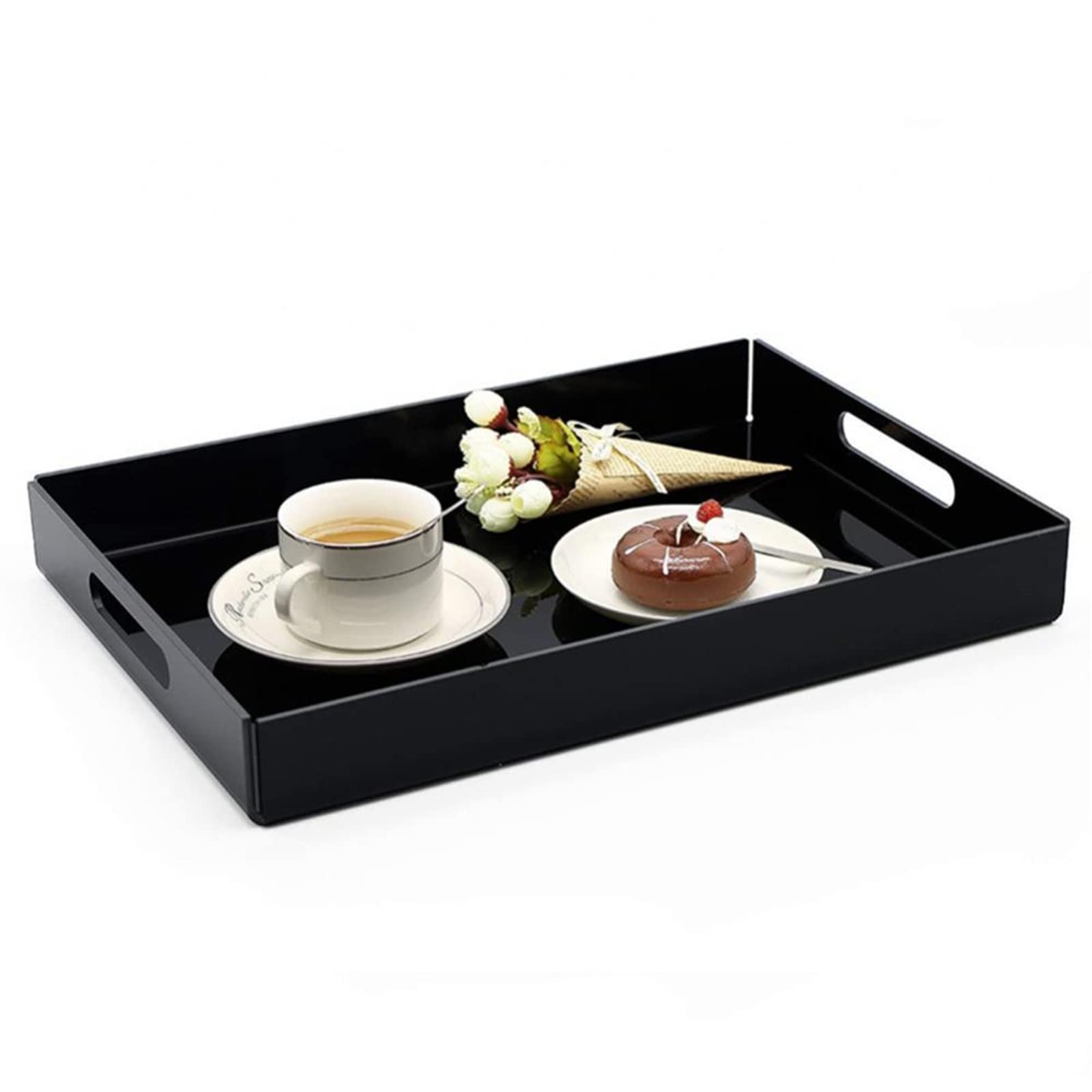 Premium Wooden Serving Trays for Home Kitchen - Elegant Food, Coffee, Snack & Dessert Platter - Perfect for Entertaining, Breakfast in Bed, and Party Serving