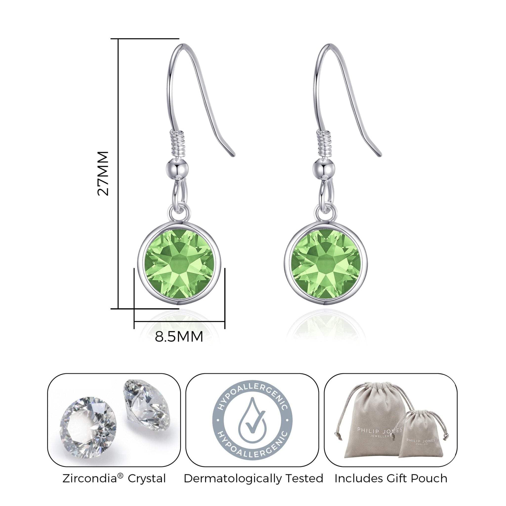 Peridot Zirconia Drop Earrings - August Birthstone Jewelry for Women