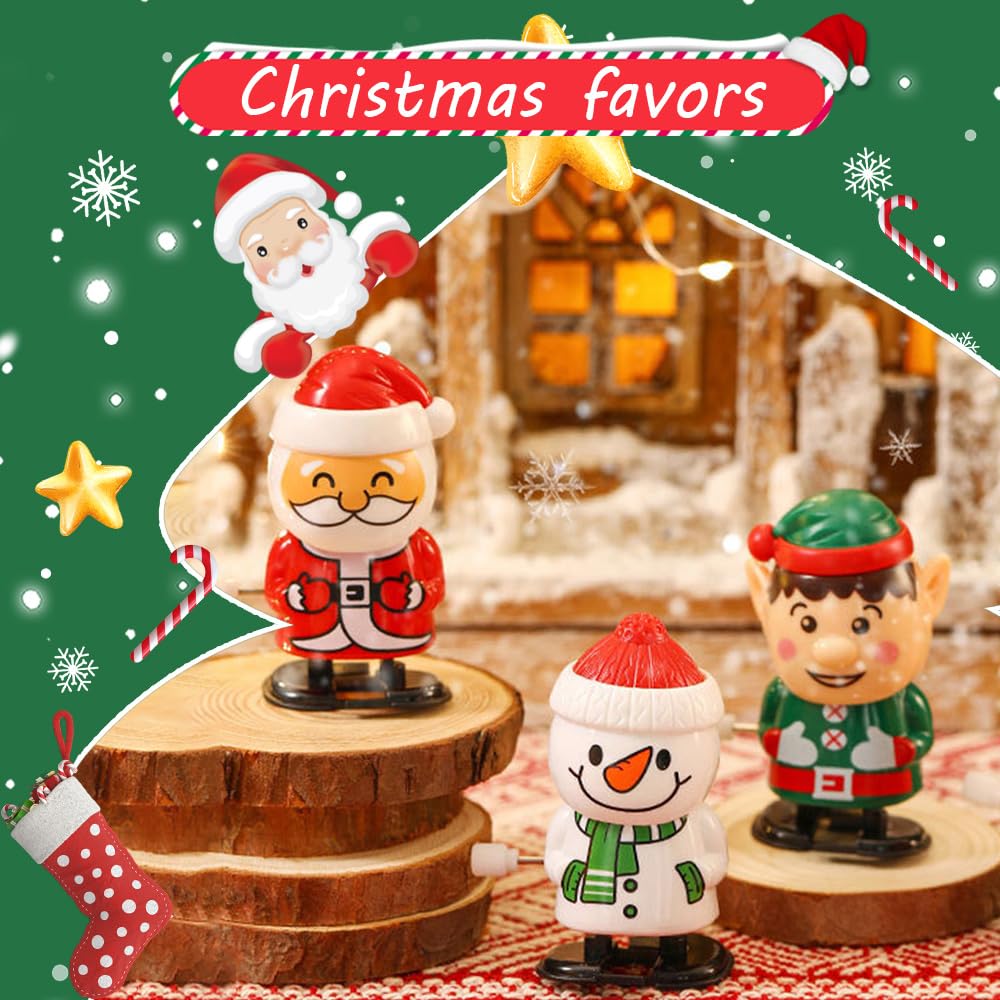 8Pcs Christmas Wind Up Toys - 2024 Upgraded Clockwork Party Favors, Stocking Stuffers & Funny Gifts for Kids (Santa, Snowman, Reindeer) - Perfect for Holiday Parties, Gift Exchanges & Festive Decorations