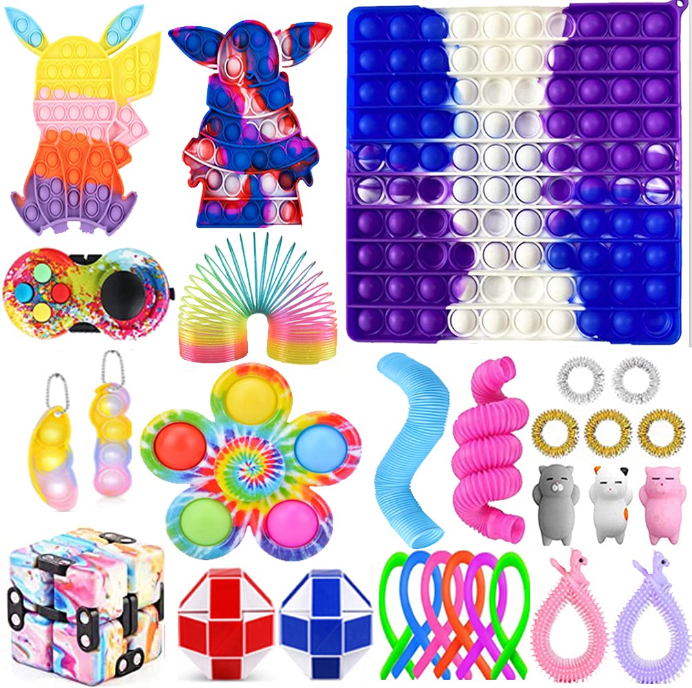 **PXIAOPANG Stress Relief Fidget Toys Set - Large Pop Sensory Tube & Mini Keychain Fidget Pack for Anxiety, ADHD, and Focus - Perfect for Kids, Adults, Office & Classroom Use (D2)**
