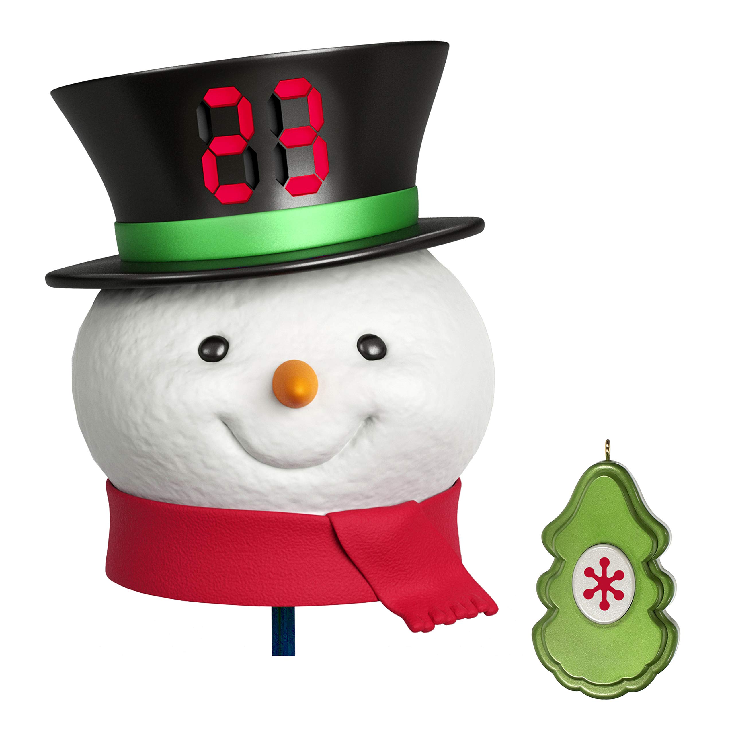Hallmark Keepsake 2020 Countdown to Christmas Clock - Snowman Tree Topper Projector with LED Lights (0001QFM3381) | Festive Holiday Decor for Christmas Trees & Home Decorations