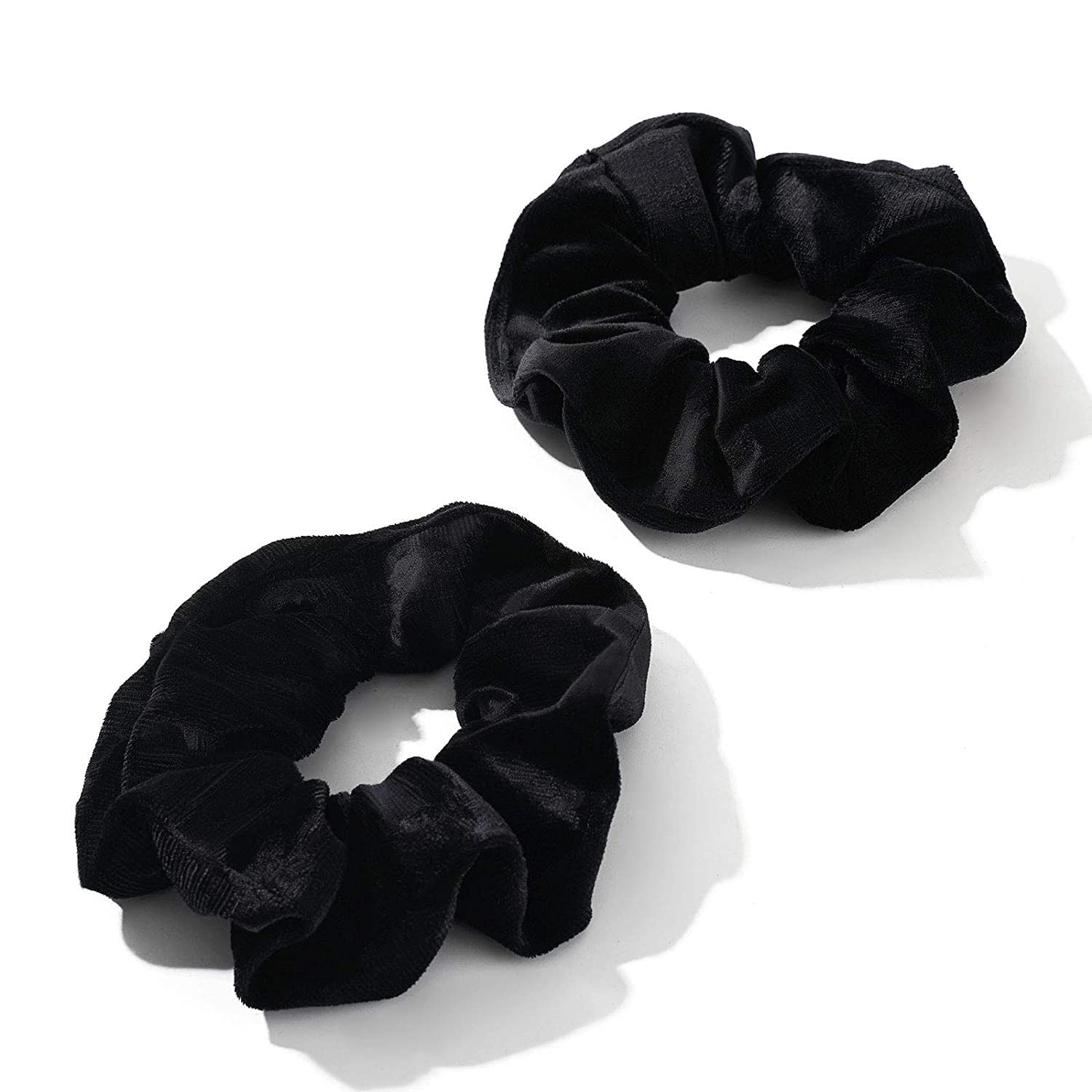 FAMEZA 12 Pack Black Velvet Scrunchies for Women & Girls - Soft Elastic Hair Ties for Ponytails, Braids & Bun Hairstyles - Perfect Hair Accessories for Kids, Teens & Adults (Great for School, Work & Gym)