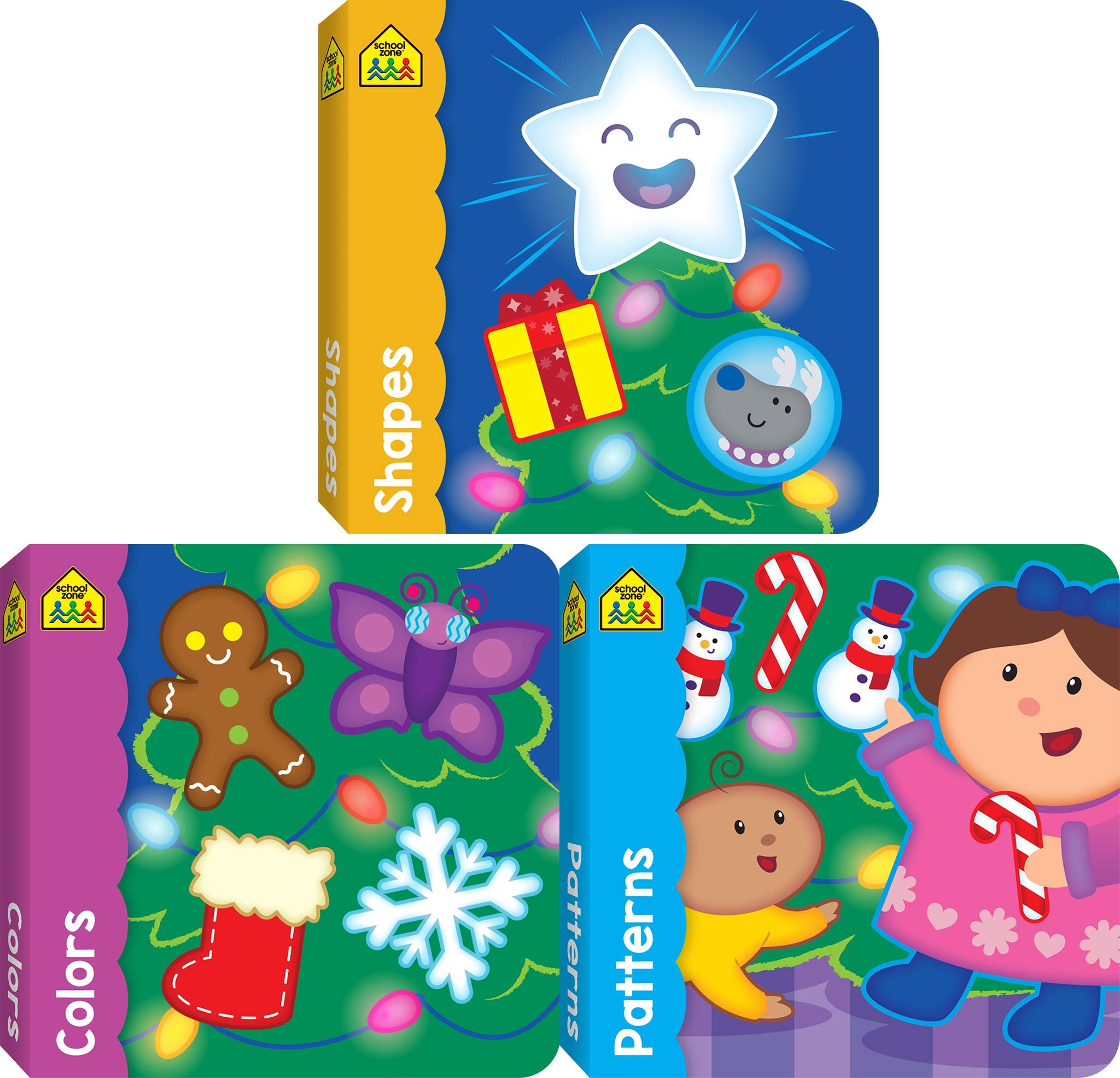 School Zone - Readiness Mini Board Books for Babies & Toddlers (1 Month+ to Preschool) - Shapes, Colors, Patterns, Math & Reading Skills - Perfect for Holiday & Christmas Gifts (3-Pack Early Learning Board Books) - Great for Baby Showers, First Birthday Gifts & Preschool Learning Activities