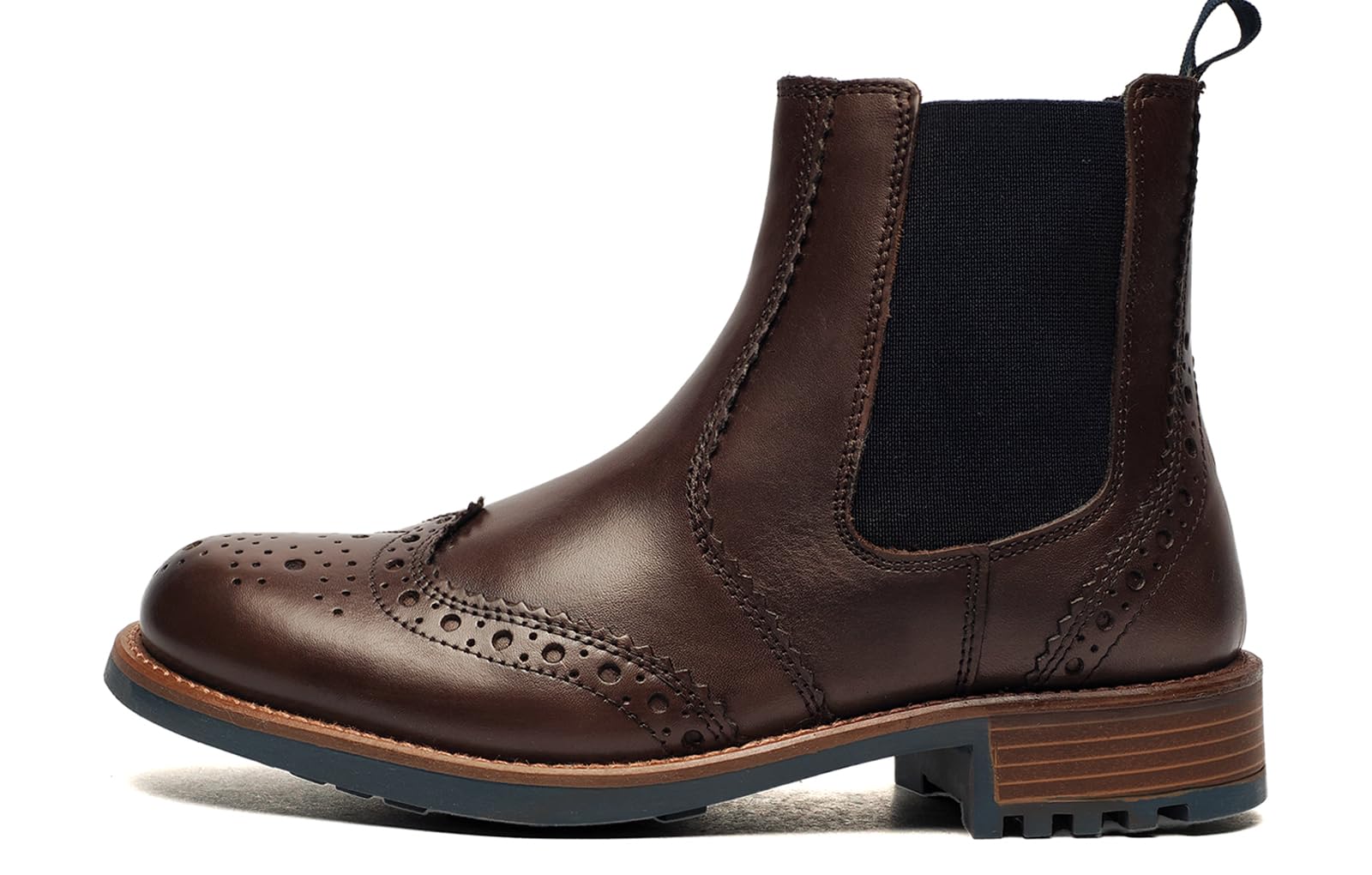 Men's Cirencester Chelsea Brogue Brown Leather Shoes Size UK 11 EU 45 - Stylish & Comfortable for Work, Casual & Formal Occasions