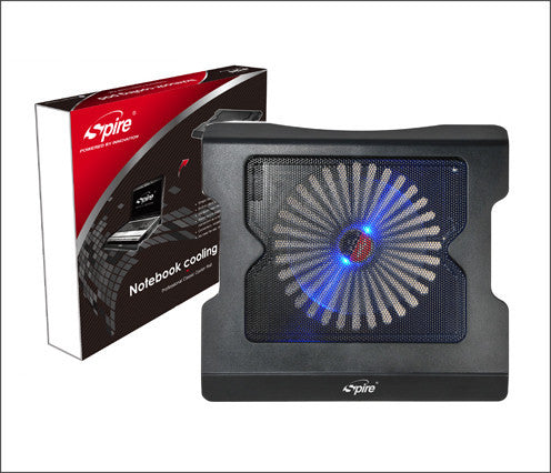Spire Notebook Cooling Pad Aura SP313 - Ultra Slim Laptop Cooler with Quiet Fan for Gaming & Office Use - Perfect for MacBook, Dell, HP & More