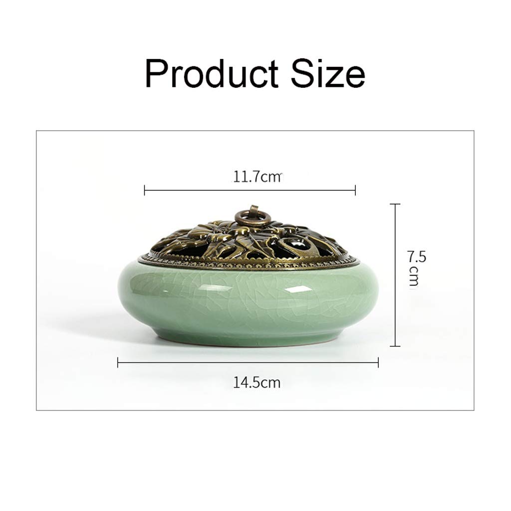 Ceramic Mosquito Coil Holder - Elegant Celadon Incense Burner for Indoor Use | Compatible with 2/4/6 Hour Coils, Tower & Stick Incense | Perfect for Home, Patio & Camping Mosquito Protection