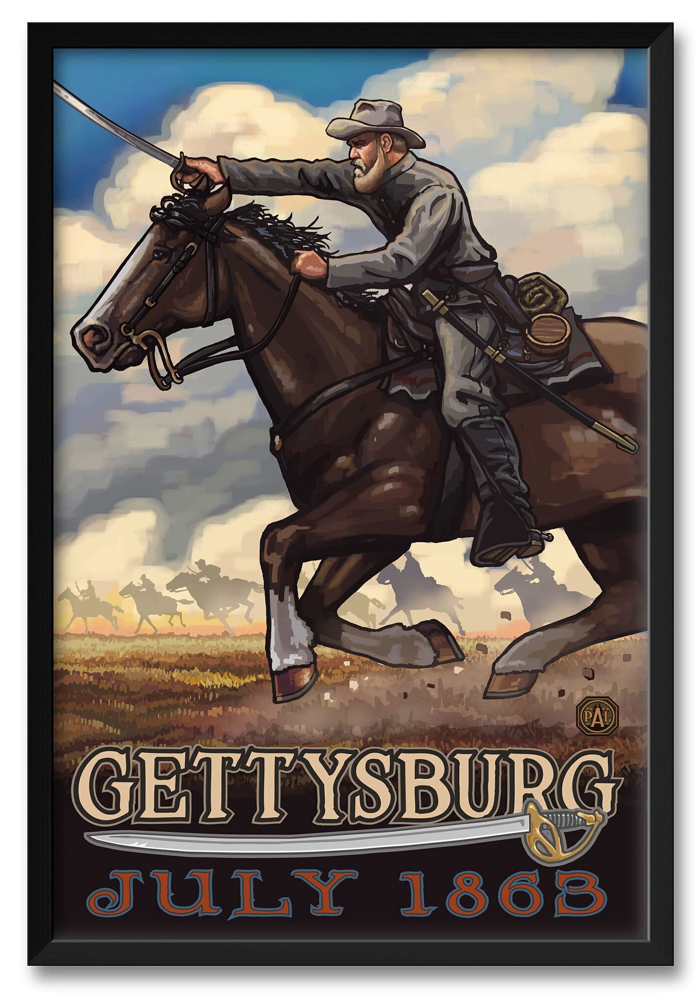 Gettysburg Civil War Horse Charge Framed Art Print - 32
