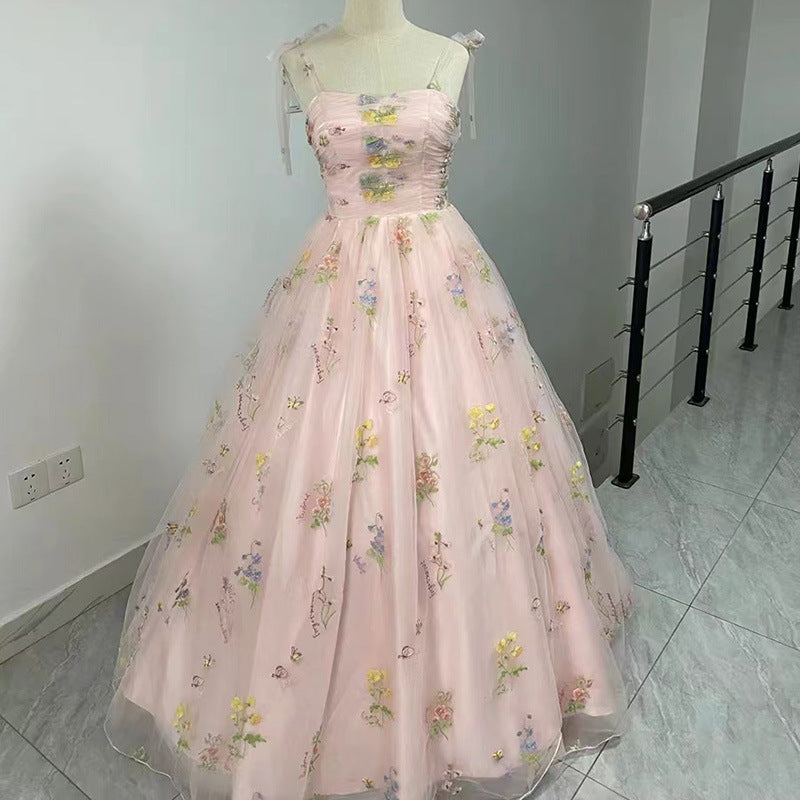 Elegant A-Line Floral Prom Dress with Sweet Tulle Skirt - Perfect for Birthday Parties, Dances & Formal Events | Style 2051