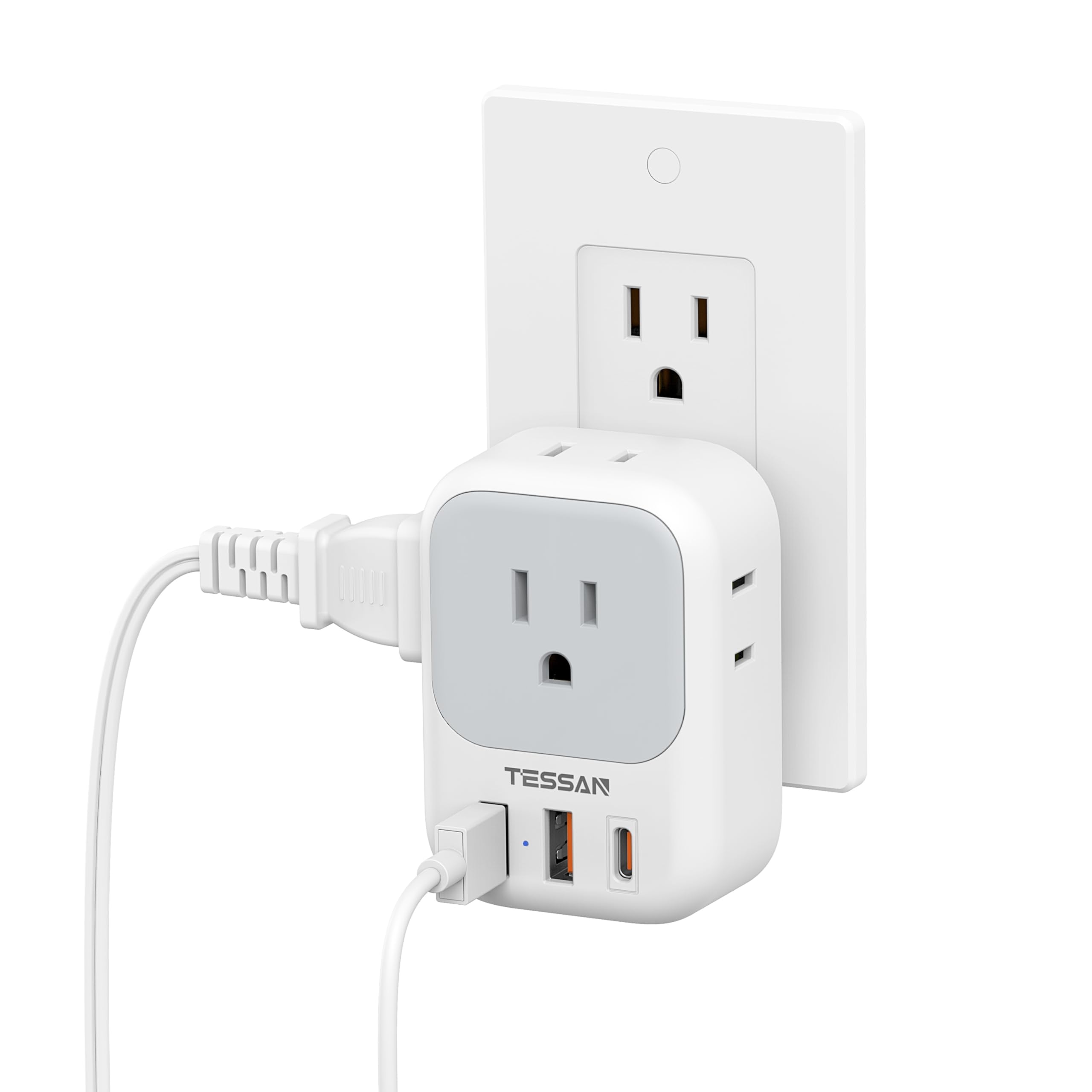 TESSAN 20W PD Fast Charger with 3 Ports (1 USB-C) - Compact Cube Wall Charger for iPhone, Samsung, iPad - Perfect for Travel, Cruise, Home, Office & Dorm Essentials