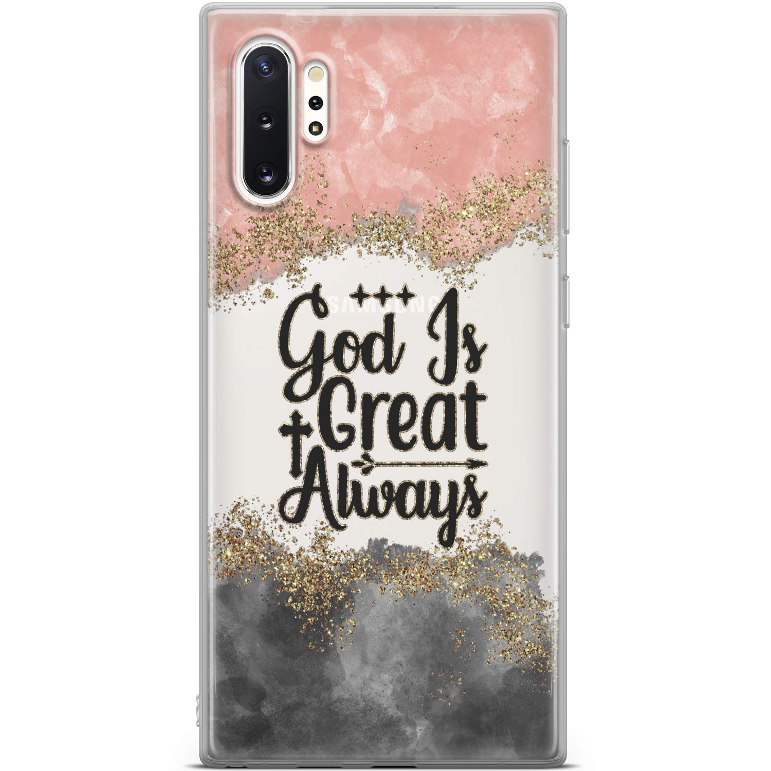 God is Great Bible Verse Phone Case for Samsung Galaxy S24/S23 Ultra/S22 5G Plus/S21 FE/S20/S10 - Slim Christian Inspirational Quote Cover, Flexible Silicone TPU, Lightweight Abstract Design - Perfect for Daily Protection & Faith Expression