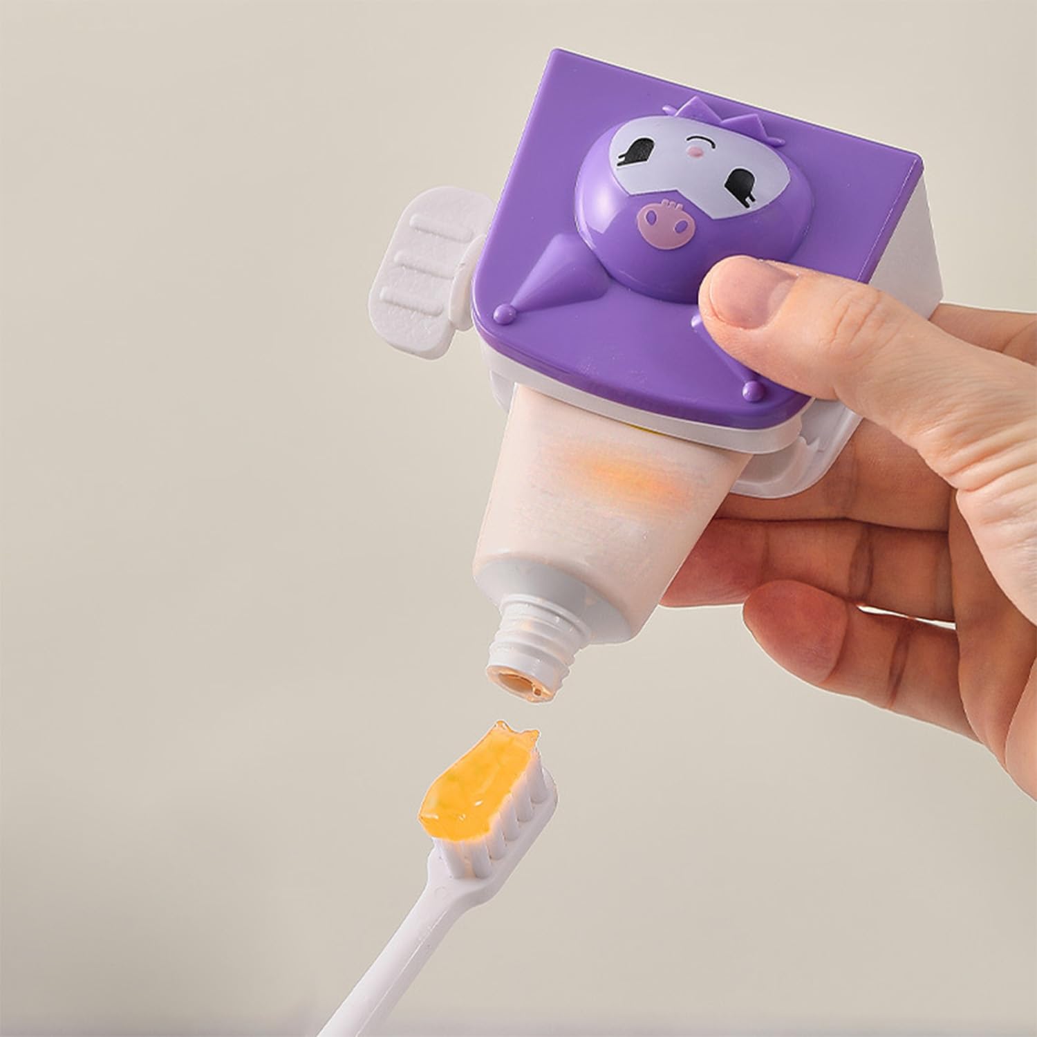 Cute Cartoon Toothpaste Squeezer & Tube Wringer Holder - Kawaii Bathroom Accessory Stand for Toothpaste Dispenser - Simple & Practical (Purple) - Perfect for Kids' Bathrooms & Travel