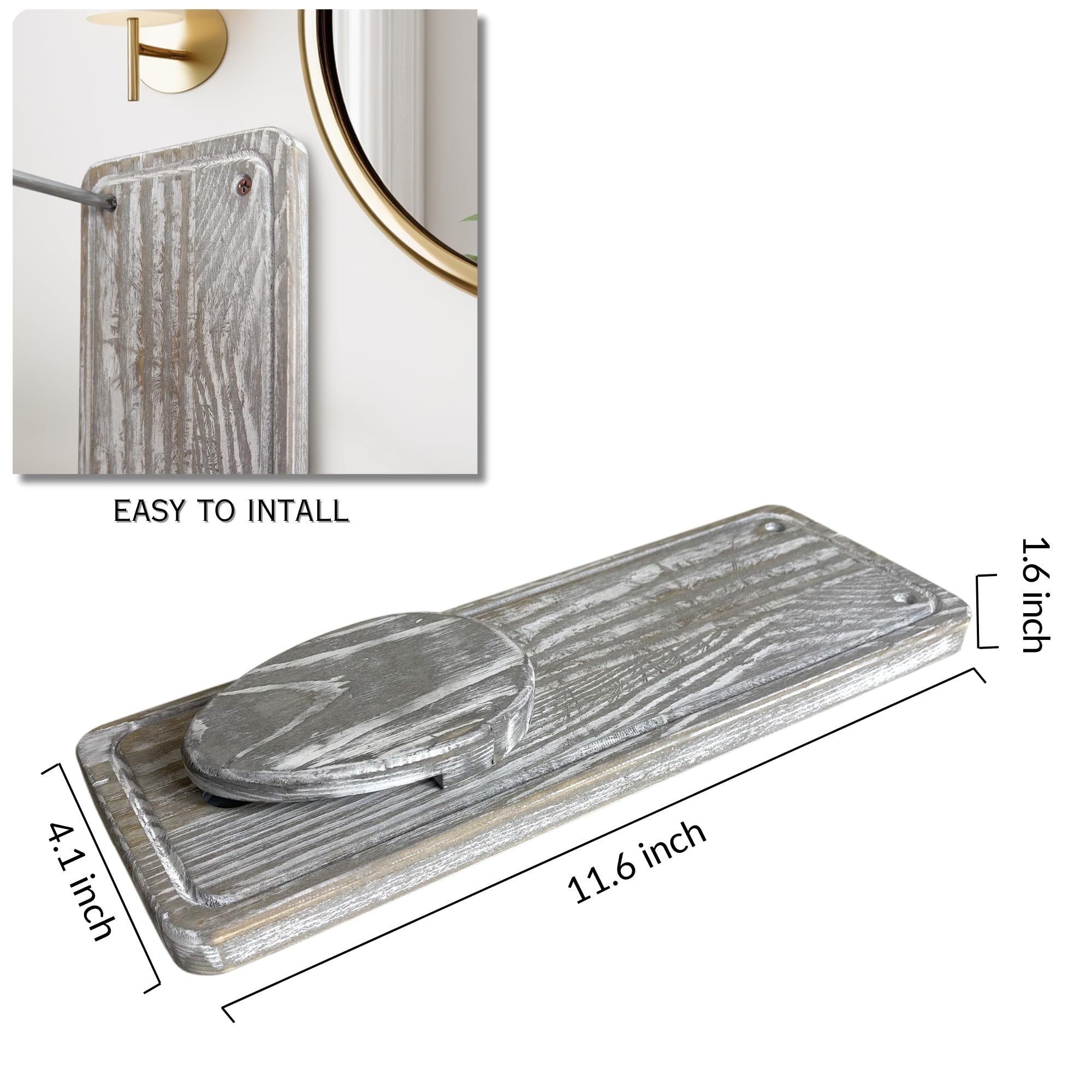 Besuerte Wooden Kitchen Towel Hook Set of 2 - Wall Mounted Wooden Towel Holders with Magic Marble - Rustic Grey Kitchen & Bathroom Towel Rack Hanger - Perfect for Farmhouse, Rustic Home Decor & Organizing Kitchen Linens