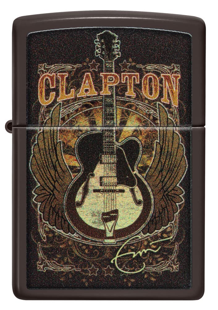 Zippo Eric Clapton Guitar Design Brown Windproof Pocket Lighter - Perfect for Outdoor Camping, Concerts & Collectors