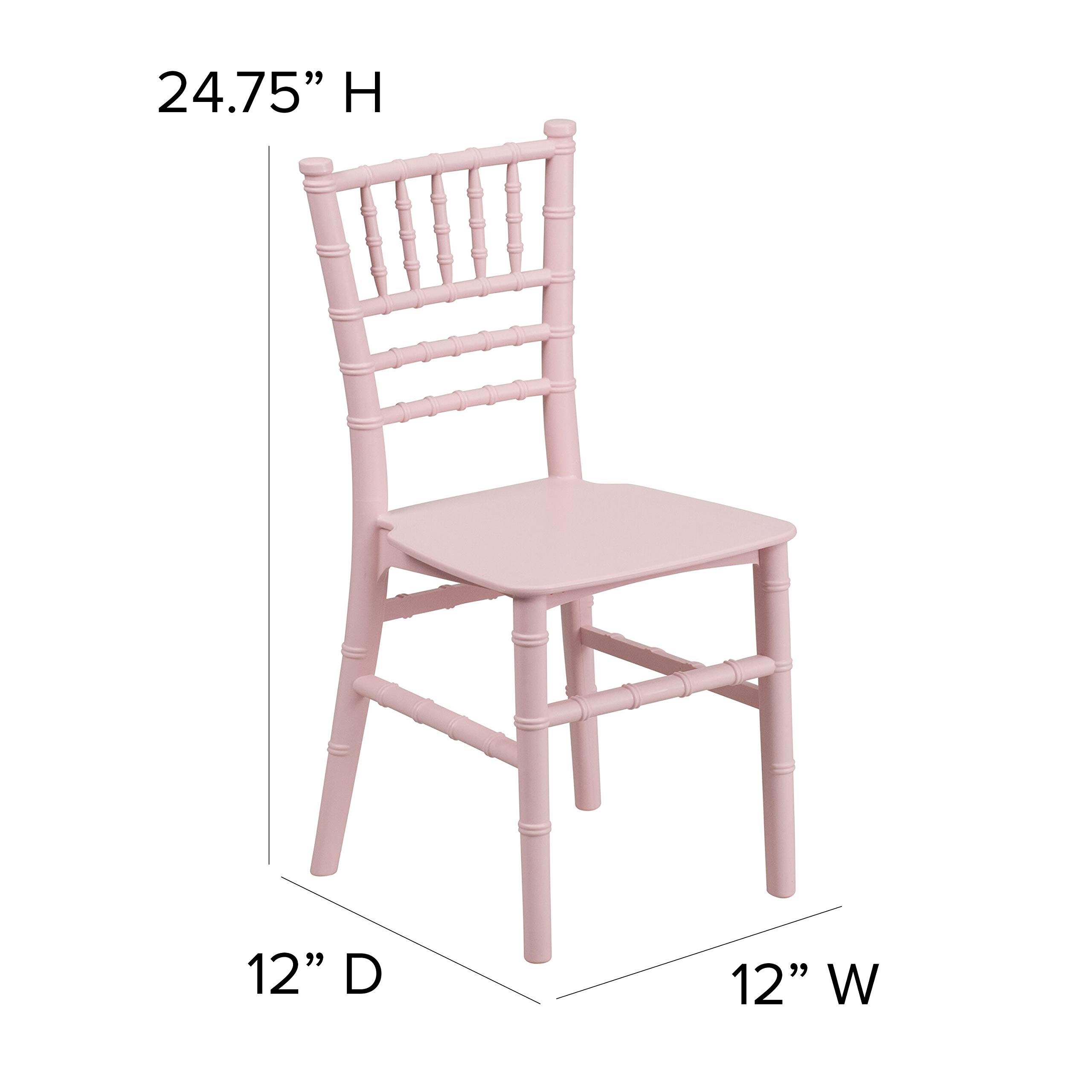 EMMA + OLIVER Kids Pink Resin Chiavari Chair - Lightweight Durable Children's Party Chair for Birthday, Wedding, Events & Home Rental Business - Perfect for Indoor & Outdoor Celebrations