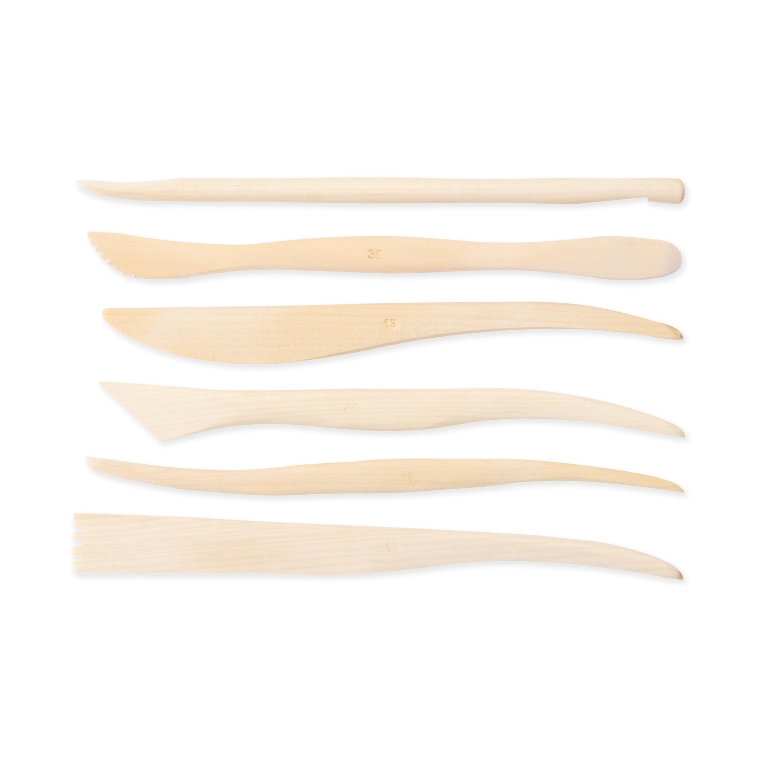 Royal & Langnickel RSET-POT7 8 Inch Wooden Sculpting Tools Set (6 Piece) - Perfect for Clay, Pottery, and Art Projects