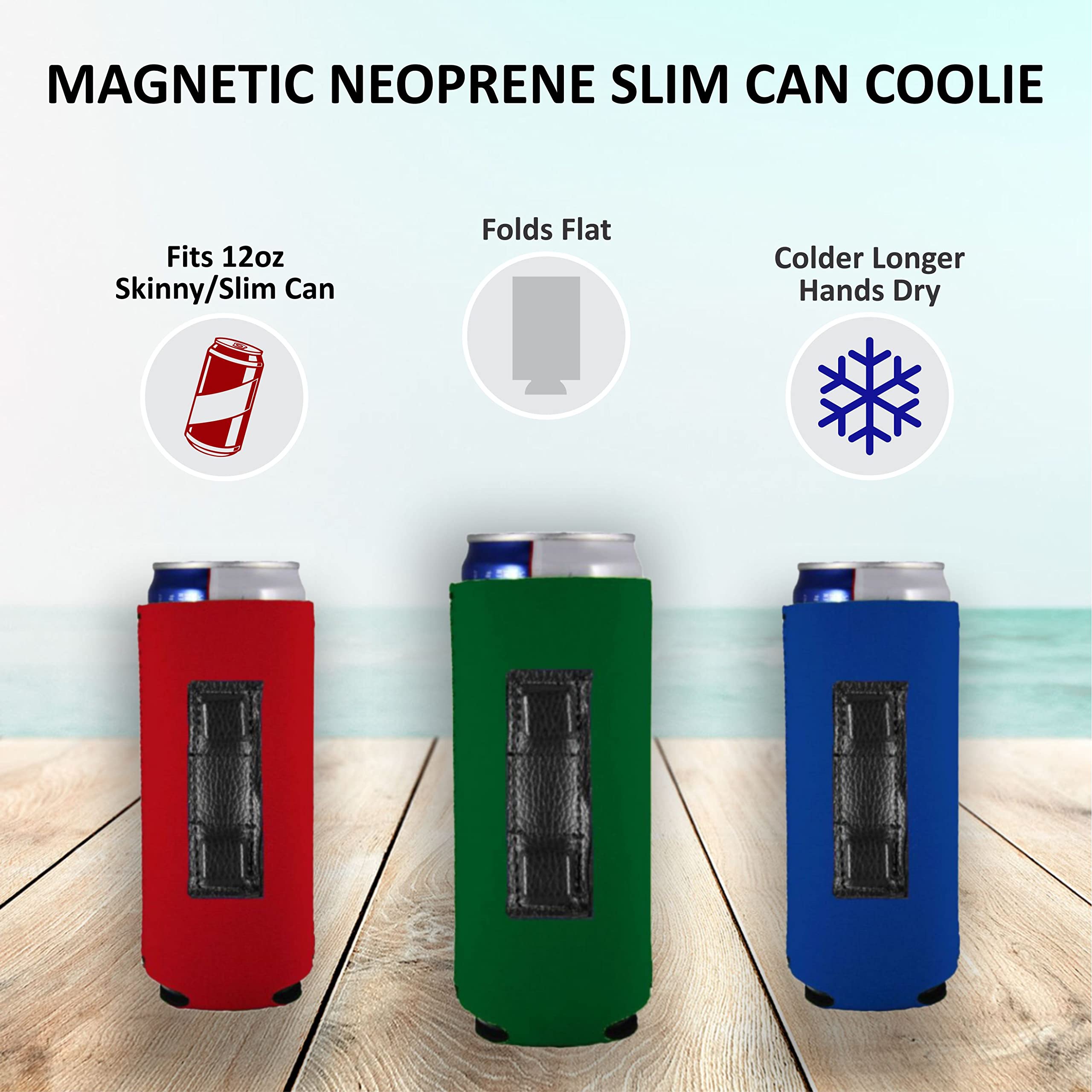 Blank Magnetic Slim Can Cooler - Insulated Beer & Soda Holder (Orange, 1-Pack) - Perfect for Parties, BBQs, and Outdoor Events