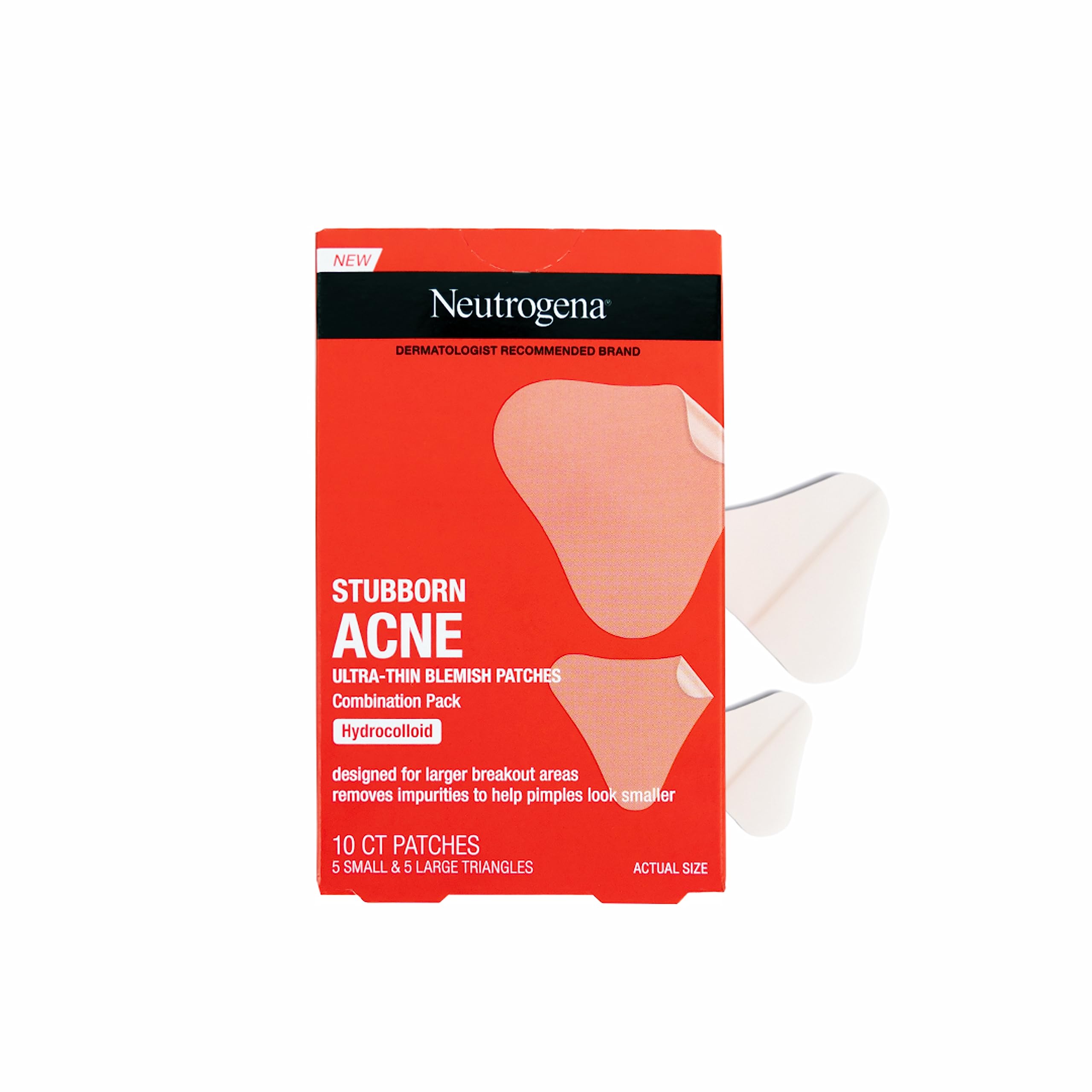 Neutrogena Stubborn Acne Pimple Patches - Hydrocolloid Acne Treatment for Face with Ultra-Thin Design - 2 Sizes (10 Patches) | Fast Healing for Pimples & Blemishes | Perfect for Overnight Use & On-the-Go Skincare
