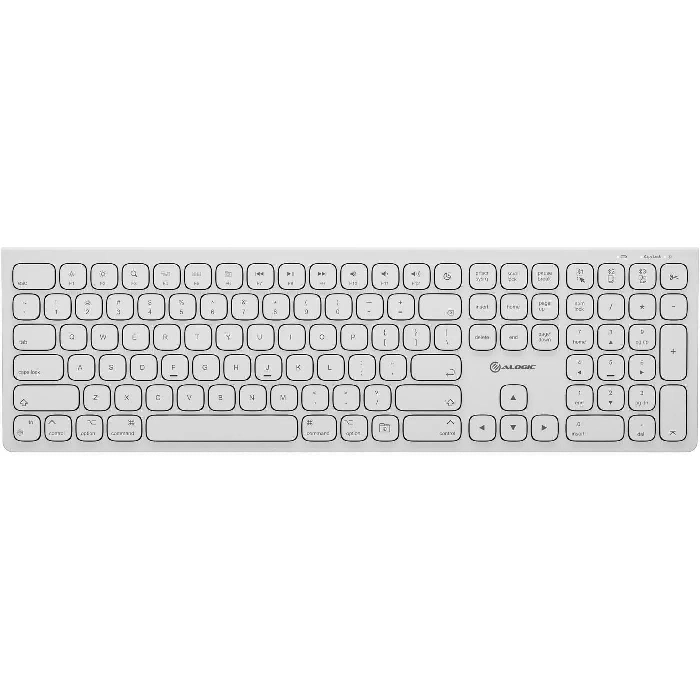 Alogic Echelon USB-C Rechargeable Bluetooth Full-Size Keyboard for Mac - Wireless Mechanical Keyboard with Backlit Keys (White) | Perfect for Office, Home & Gaming Use