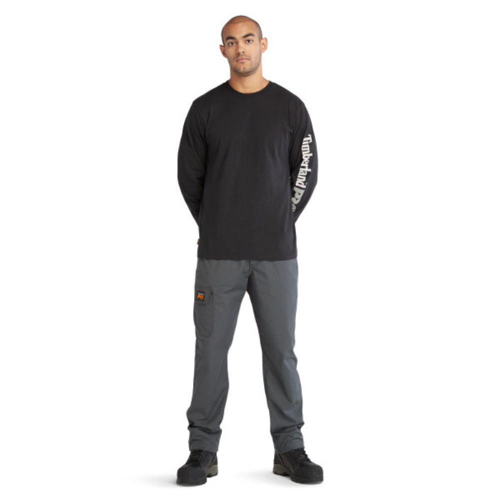 Timberland PRO Men's Core Logo Long Sleeve T-Shirt - Black | Durable Workwear & Casual Shirt for Construction, Outdoor & Everyday Wear