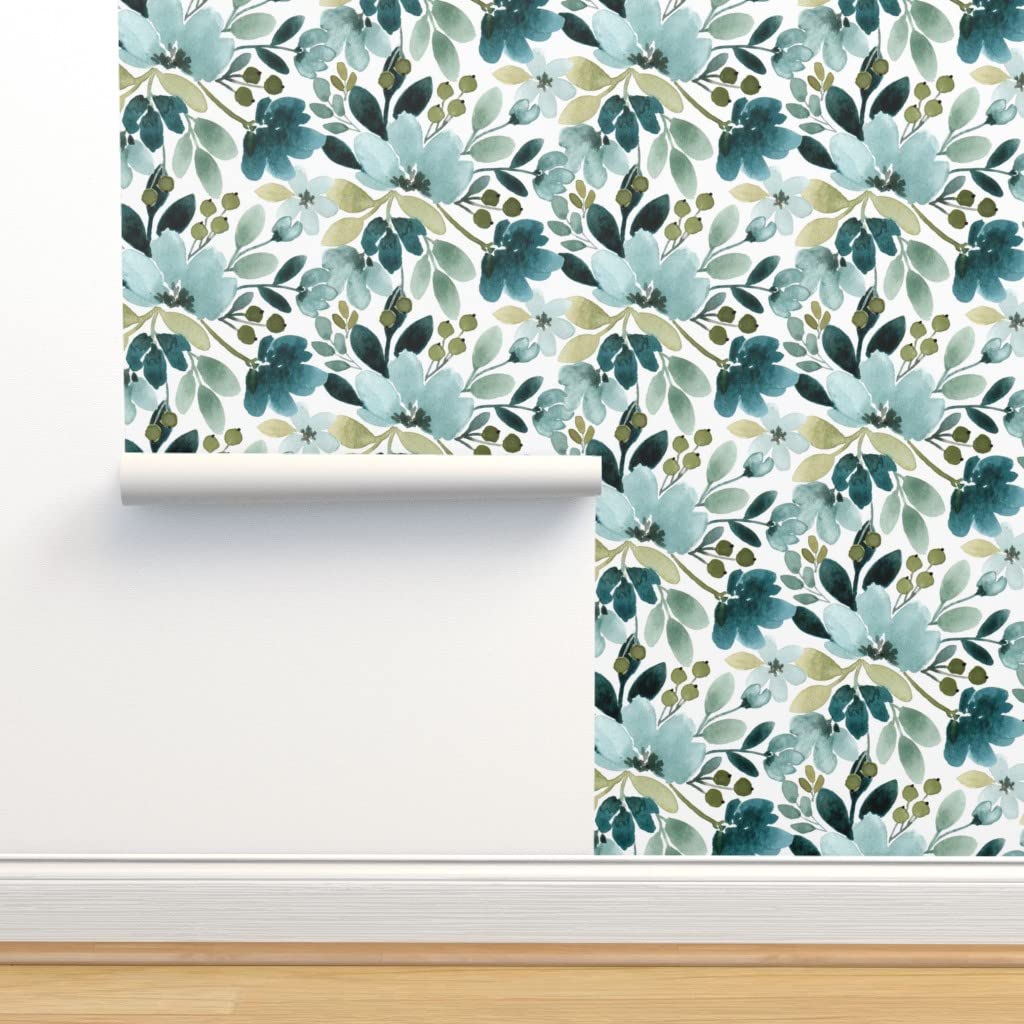Premium Commercial-Grade Wallpaper Swatch - Floral Watercolor Garden Design, Abstract Modern Nursery & Traditional Wall Decor by Spoonflower | Perfect for Home, Office, Nursery & Interior Design Projects