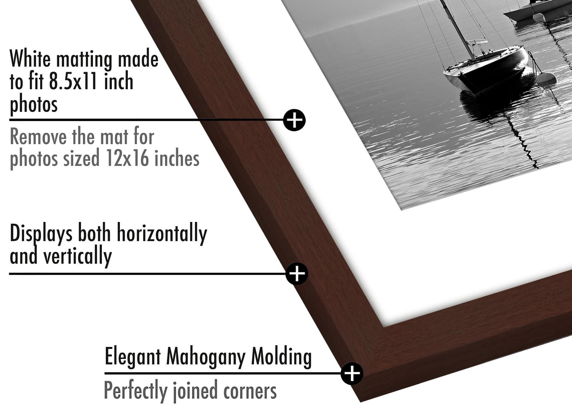 Americanflat 12x16 Picture Frame Set of 5 - Polished Plexiglass Gallery Wall Frames - Mahogany Galleria Collection - Perfect for 8.5x11 Photos with Mat or 12x16 Without Mat - Ideal for Home Decor, Office Display & Gift Giving