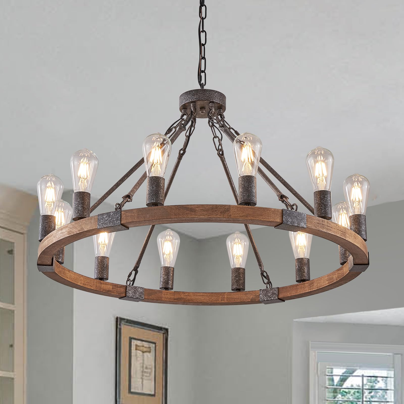 Farmhouse Wagon Wheel Chandelier 31
