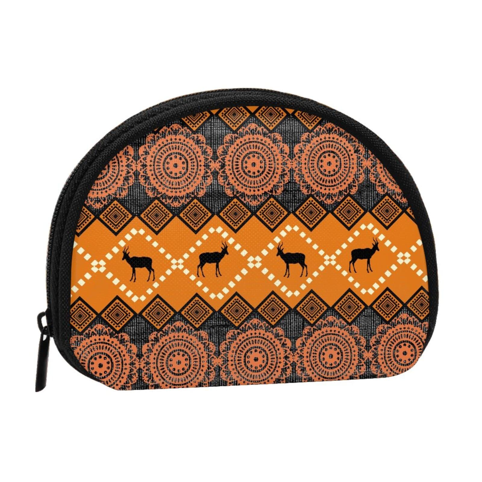 Unisex Cash Purse Coin Pouch - Zippered Wallet for Cards, Keys, Passport & Makeup | Durable & Washable East African Pattern Pencil Bag - Perfect for Travel, School & Daily Essentials Organization