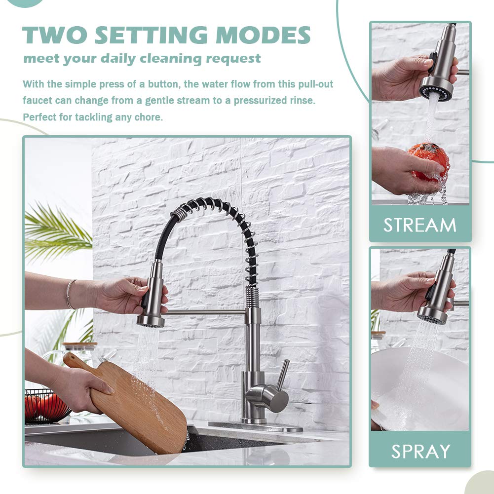 Stainless Steel Kitchen Faucet with Pull Down Sprayer for Farmhouse Sinks - Perfect for RV & Home Kitchens